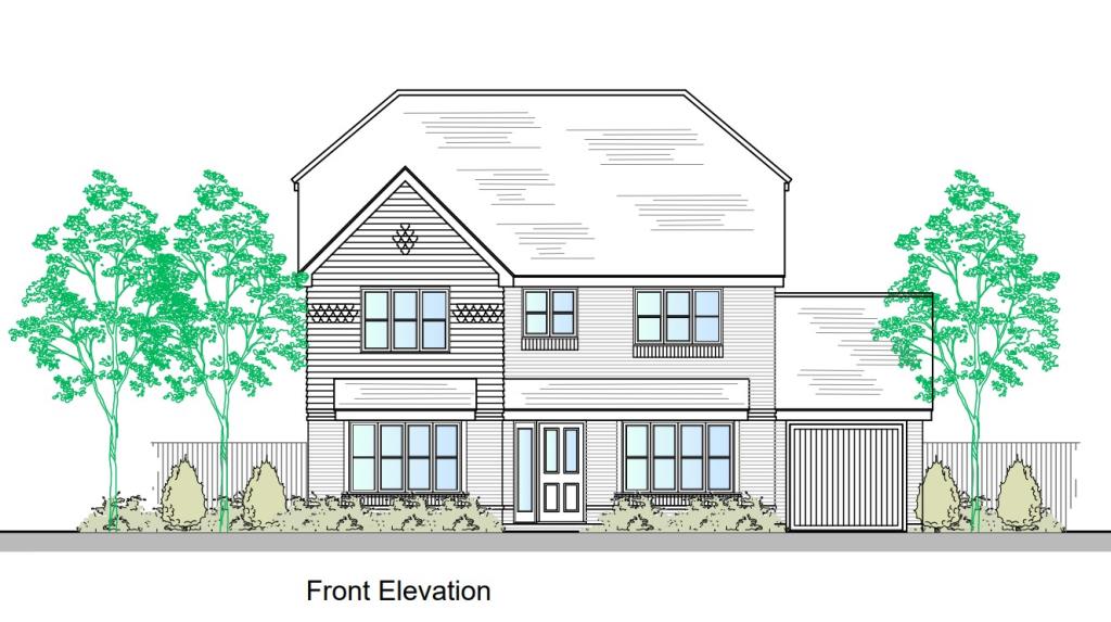 Lot: 60 - DEVELOPMENT PLOT OPPORTUNITY - Architect drawing of development front elevation in Bean